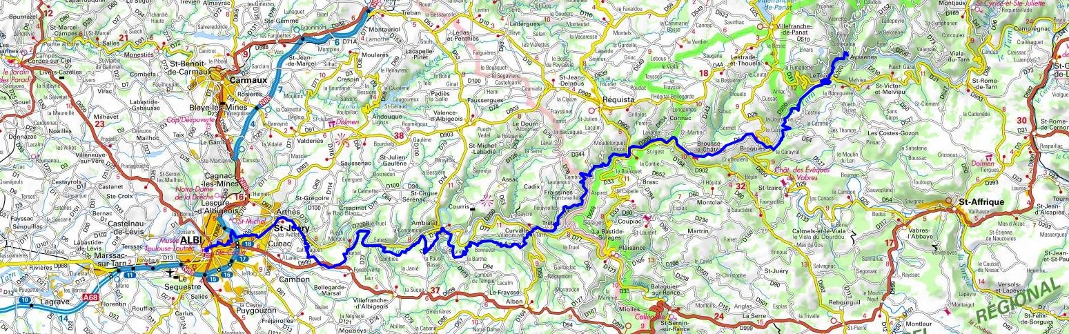 GR®736 Hiking from Ayssenes (Aveyron) to Albi (Tarn) 1